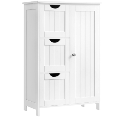 Floor Storage Cabinet, Freestanding Storage Unit with 3 Drawers, 1 Adjustable Shelf, for Bathroom Living Room Dining Kitchen - 11.8" x 23.6" x 31.5"/White